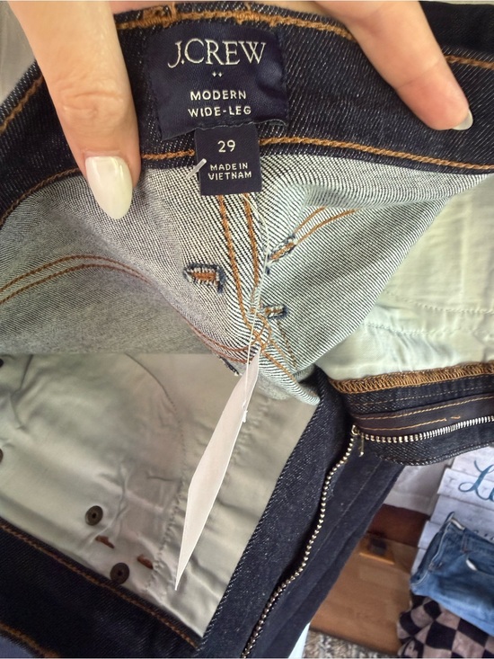 J. Crew Denim - J. Crew Modern Wide-Leg Jeans in Dark Indigo with Orange Stitching